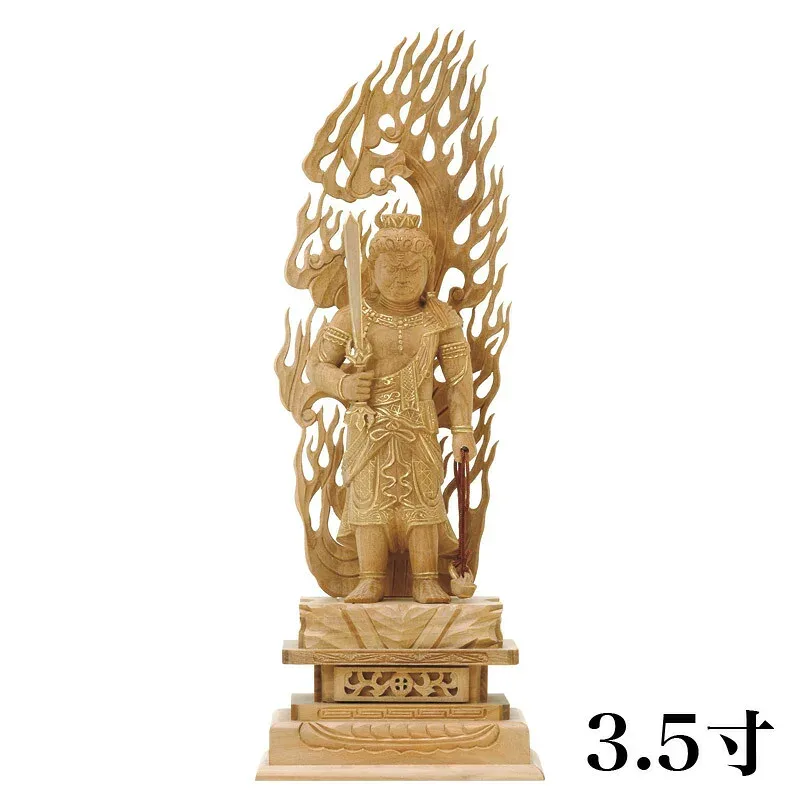 仏像 【総白檀】 不動明王 金泥書 3.5寸 (高さ:240mm) 木彫 仏像販売 通販 真言宗 仏壇 仏具