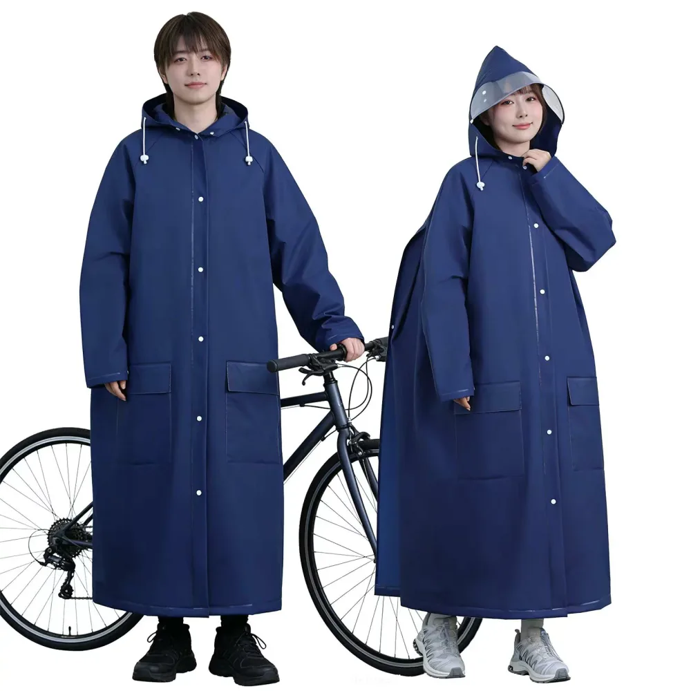 レインコート レディース メンズ 用 二重透明レインバイザー付き レインウェア 自転車 リュック対応 ロング丈 レインコート ポンチョ かっぱ 自転車 防風防水 雨具 超軽量 豪雨 台風 梅雨対