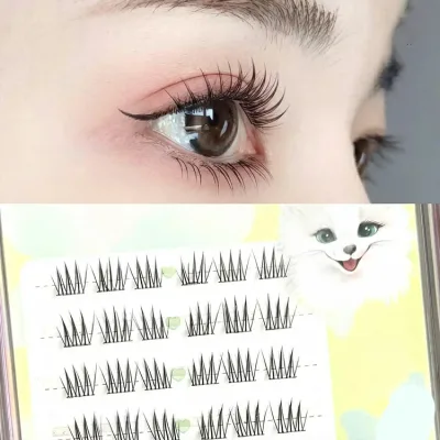 つけまつ毛 透明軸 つけまつげ 目尻 束感 自然 ナチュラル まつげエクステ のり不要 つけまつげ セルフマツエク 韓国風 アイラッシュ 簡単装着 上まつげ用 目頭 部分用 軽量 初心者向け 短め デイリー アイメイク 大容量
