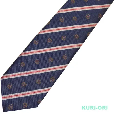 【在庫処分品】スクールネクタイ 制服ネクタイ ネイビー×ピンク クレストレジメンタルKURI-ORI【クリオリ】【日本製】男女兼用KRN110 自分で結ぶレギュラータイトラッド 通学 式服 学生フォーマル 正装 入学式 卒業式部活 セール お揃いコーデ