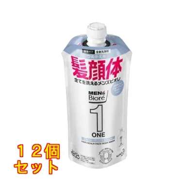 メンズビオレ ONE オールインワン全身洗浄料 フルーティーサボンの香り 詰め替え 顔・髪・体 花王×12個