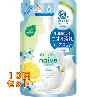 ナイーブ 泡で出てくるボディソープ ディープクリア つめかえ用 480ml×10個