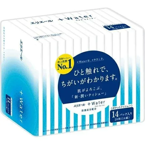 エリエール+WATER ポケットティシュー 14パック入り