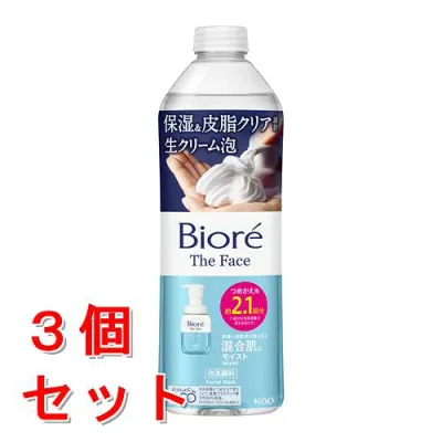 《セット販売》 花王 ビオレ ザフェイス 泡洗顔料 モイスト つめかえ用 (340mL)×3個セット 詰め替え用