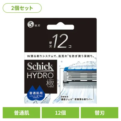 【2個セット】ハイドロ モイスチャーソリッドSP 極 普通肌 替刃 12個 シック ハイドロ カミソリ シェービング 髭剃り ハイドロ