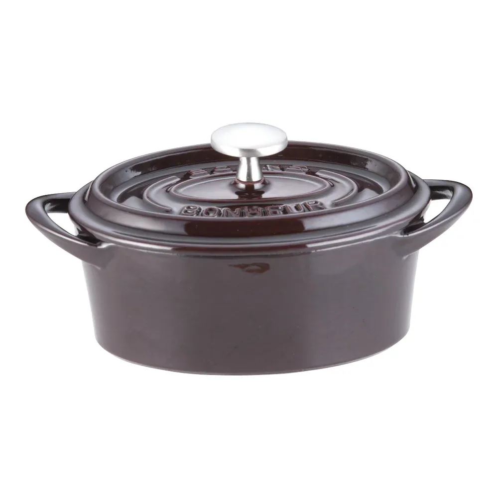 ボン・ボネール ココットオーバル 14cm オーベルジン 食材から出る水分を逃さず循環させ美味しさを閉じ込める魔法の鍋 両手鍋 鋳物ホーロー (1-0065-0304)