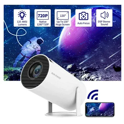 プロジェクター HY300 PRO 4K Android 11 デュアル Wifi6 260ANSI Allwinner H713 BT5.0 1080P 1280*720P ホームシネマ 屋外プロジェクター ホワイト