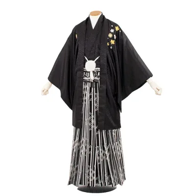 【レンタル】紋付12点フルセット 往復送料無料 新品足袋プレゼント 卒業式 結婚式 成人式 イベント レンタル袴 レンタル衣装 袴セット 羽織袴 紋付袴 袴レンタル 紋付羽織袴 男 袴 男性 セット メンズ 貸衣装 紋付き袴 紋付 羽織 着物 黒紋付 5B14 黒紋付さくら刺しゅう
