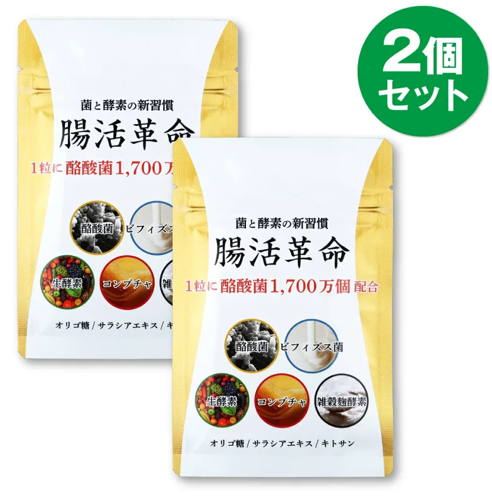 腸活革命 コンブチャ 乳酸菌 サプリメント 生酵素 酵素 ビフィズス菌 雑穀こうじ酵素 サプリ サプリメント 31日分 2個セット