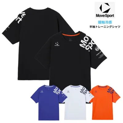 MOVESPORT 接触冷感半袖シャツ ST6SHT04M トレーニングウェア メンズ 半袖 Tシャツ 接触冷感 吸汗速乾 UVカット ストレッチ ジム ランニング