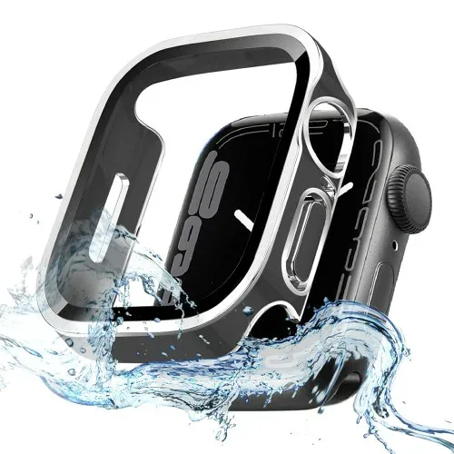 TEMEDO 対応 アップルウォッチ カバー 44mm Apple Watch SE3/SE2/SE/6/5/4 ケース 防水 3D直角エッジデザ メッキ加工 ガラスフィルム 一体型 高感度タッチ キズ防止 PC素材 全面保護 二重構造 高耐久 高透