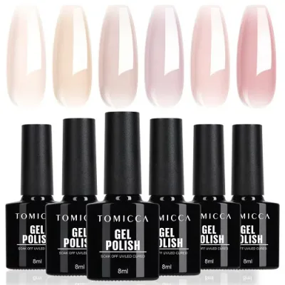 TOMICCA ジェルネイル シアーカラージェル 透け感 ネイルアート 6色セット 透明感ある 8ml UV/LED対応 初心者&プロ適用 ポリッシュタイプ