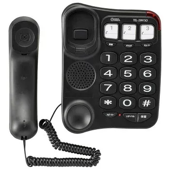 OHM シンプルシニアホン ブラック TEL-2991SO-K