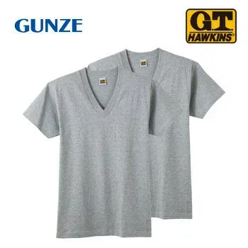 グンゼ インナーTシャツ G.T.HAWKINS 半袖 Vネック 2枚組 グレーモク L HK10152