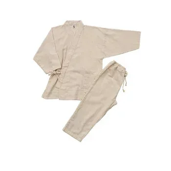 KADONO SARASHI SOME 和晒ガーゼ 作務衣 ドビー織 ベージュ Lサイズ