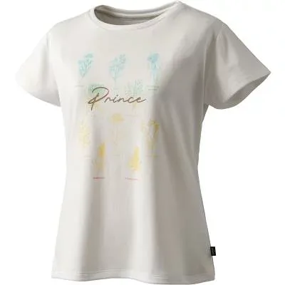 【送料無料】【5000円均一】【廃番メル】 prince(プリンス)半袖 テニス ウェア レディース・ウィメンズ Tシャツ 吸水速乾・UPF50・リサイクル ソフトメッシュドライ 素材 ホワイト WS5066-146【25☆】