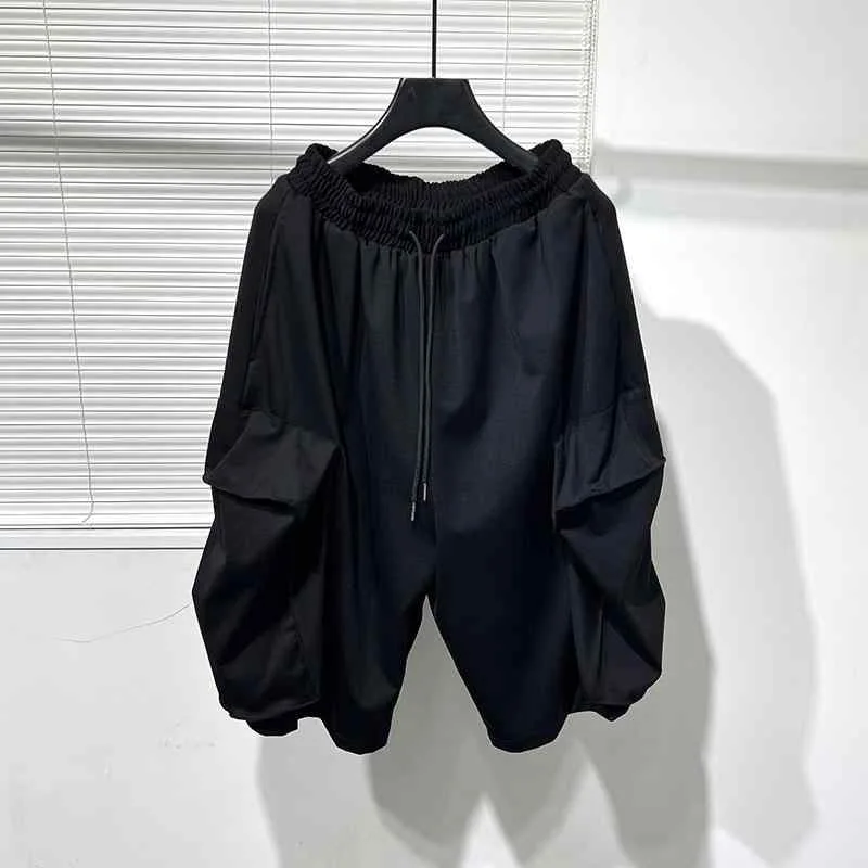 ドレープ パンツ 夏 薄手 ダークスタイル メンズ 大きいポケット スプライシング パンツ スリム見え ズボン ボトムス 5分丈 カジュアル シンプル デイリー使い 動きやすさ スタイリッシュ ストリート