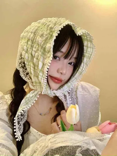 ヘッドスカーフ 頭巾 女性 夏 レトロ 牧歌的 田園 レースのスカーフ 三角形スカーフ レディース 軽量 海辺 ビーチ 涼感 透け感 ナチュラル ヘッドスカーフ