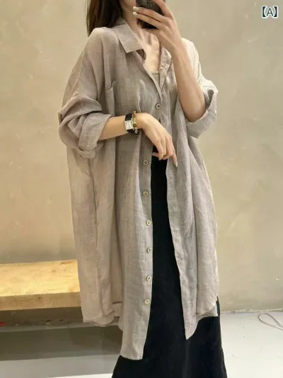 シャツ ジャケット 大きめサイズ レディース 夏 ゆったり ファッション カジュアル レイヤード レトロ ミドル丈 長袖 トップス ボヘミアン