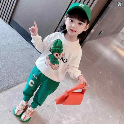 スウェット 女の子 キッズ キャラクター かわいい 長袖 ゆったり ルーズフィット カジュアル 綿 コットン 柔らかい 春秋 セットアップ 普段着 通園 通学 お出かけ