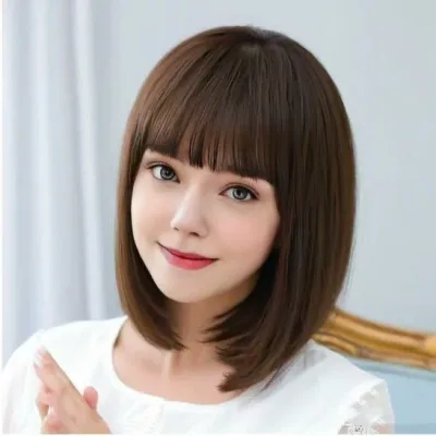 ウィッグ レディース 女性用 ショートストレート ボブ ボブヘアー 耐熱ファイバー フルウィッグ マシンメイド 小顔効果 普段使い デイリー おしゃれ 自然 染め可能 パーマ可能 ブラック ダークブラウン ライトブラウン ぱっつん前髪