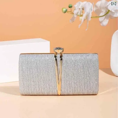 バッグ レディース 女性用 おしゃれ ファッション プリーツ ギャザー クラッチ ハンドバッグ イブニング パーティ ショルダー 斜めがけ キラキラ 光沢 エレガント 上品 チェーン付き