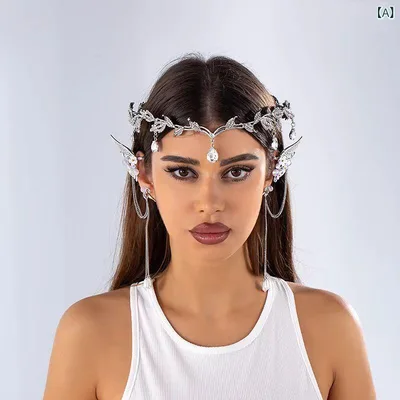 ヘアアクセサリー レディース 水滴型 ラインストーン カチューシャ イヤーカフ シンプル エルフ ティアラ 欧米風 レトロ 上品 華やか パーティー ドレスアップ 電気メッキ 合金
