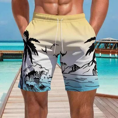 ショートパンツ メンズ ハーフパンツ 夏用 カジュアル 汎用性 快適 ポリエステル 吸湿速乾 伸縮性 ストレート プリント スポーツ アウトドア ビーチ