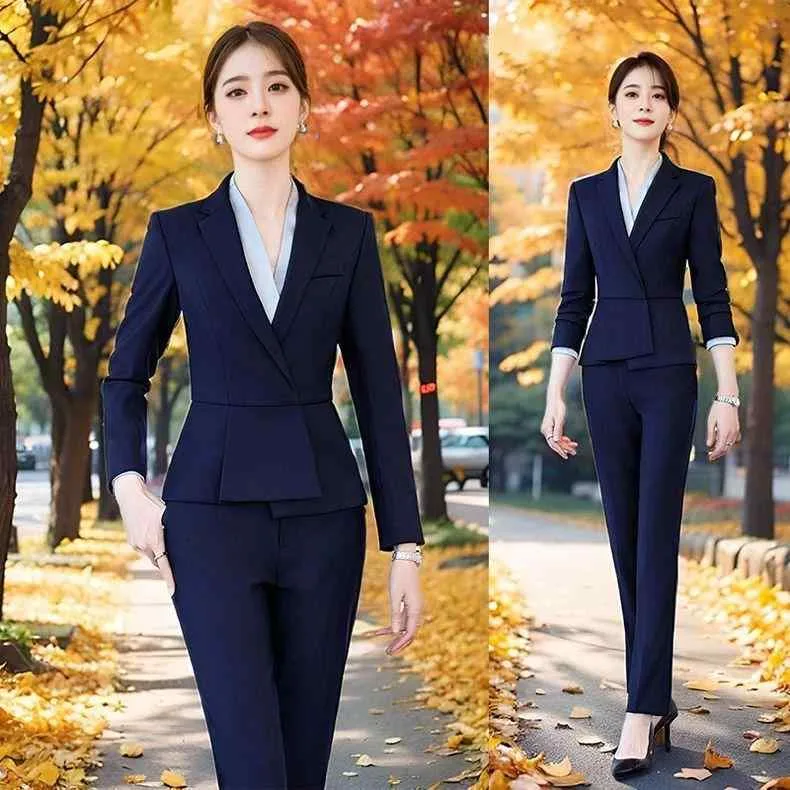 スーツ レディース フォーマル ビジネス オフィス セットアップ ホテルフロント 受付 営業 マネージャー 制服 ユニフォーム 上品 エレガント 長袖 長ズボン グレー ダークネイビー ブラック
