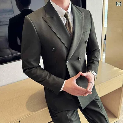 スーツ メンズ ピークドラペル シャドーストライプ ビジネス カジュアル 結婚式 礼服 フォーマルウェア 高級感 スリムフィット サイドベンツ セットアップ ツーピース 春夏 混紡素材