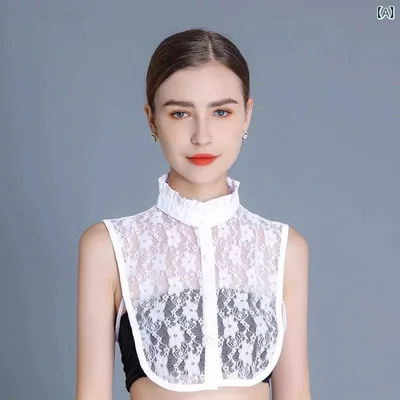 付け襟 レディース レース スタンドカラー 立ち襟 フェイクカラー 女性用 シャツ ブラウス 大きいサイズ ゆったり 多機能 おしゃれ エレガント 装飾 秋冬 万能