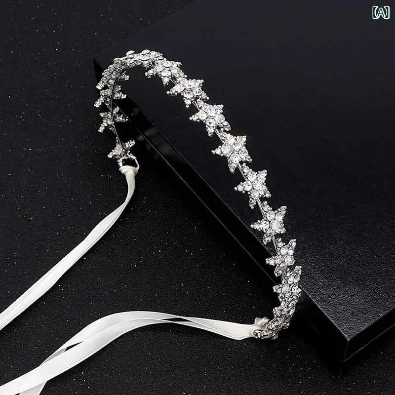 ティアラ 花嫁用 プリンセス スター ラインストーン 合金 ゴージャス シルバー 結婚式 ウェディング ブライダル ヘッドアクセサリー カチューシャ 王冠