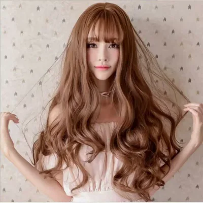 ウィッグ レディース 女性用 ロング 巻き髪カール シースルーバング 内巻き ゆるふわ 韓国風 小顔効果 自然な仕上がり 耐熱ファイバー 普段使い
