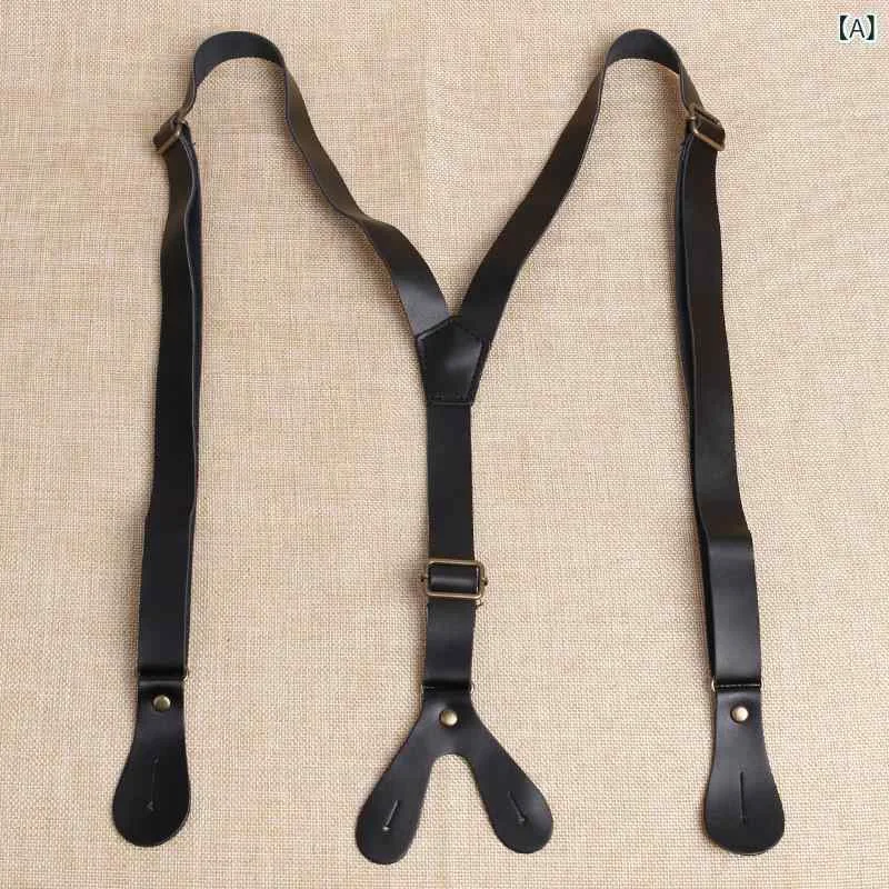 メンズ サスペンダー 二層牛革 幅2cm 長さ120cm 調整可能 クロス型 4クリップ 黒 コーヒー 茶色 熱昇華加工 男女通用 シンプルデザイン ビジネス カジュアル 日常使い スタイリッシュ アクセサリー