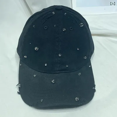 野球キャップ レディース 春夏 ビンテージ加工 グラデーションカラー ビーズ 穴あき ダックビル ワイドブリム コットン素材 通気性 風防ぎ 日よけ 黒 ピンク ブラウン