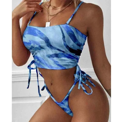 ビキニ レディース セパレート 水着 セクシー 接触冷感 速乾 グラデーション プリント スイムウェア 三角パンツ パッド付き ノンワイヤー 海 プール ビーチ リゾート 海外旅行 欧米風 かわいい
