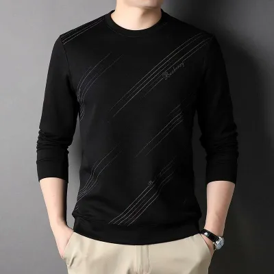 トレーナー メンズ 春秋 薄手 クルーネック 丸首 長袖 Tシャツ カットソー インナー トップス プルオーバー カジュアル プリント ストリート 通勤 通学 部屋着 ルームウェア ゆったり 快適
