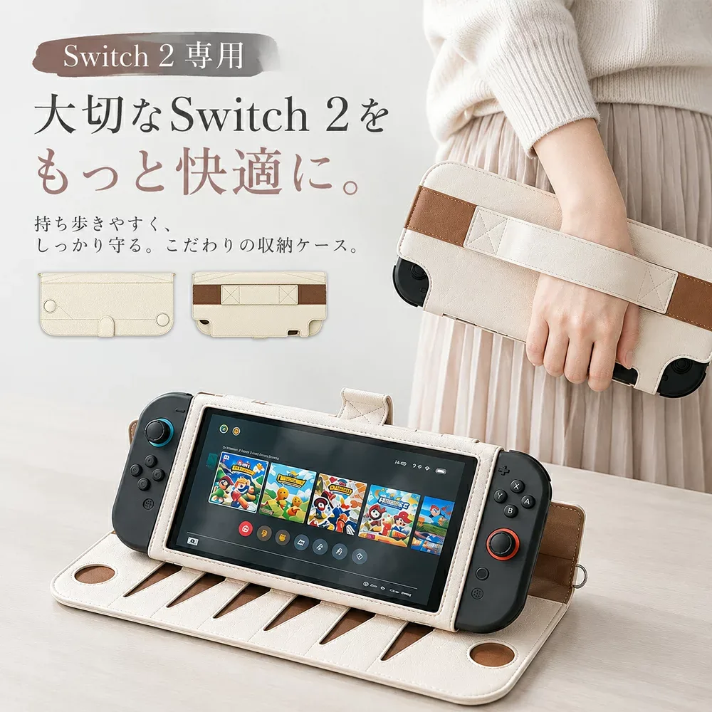 【今だけ500円引き】switch2ケース switch 2 ポーチ 収納ケース キャリングケース 持ち運びケース 耐衝撃 全面保護 実用 高級感 アクセサリー おしゃれ Nintendo Switch 2 ケース 保護バッグ ニンテンドー スイッチ2 ニンテンドースイッチ 収納バッグ 12枚ゲームカード収納