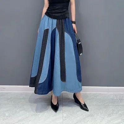 レディース 牛仔パンツ 秋冬 切り替え ワイドレッグパンツ ブラック 洗い牛仔 ポリエステル 素材 ゆったり 松腰 無弾性 長丈 直筒 シルエット スリム 効果 ストリート カジュアル ファッション 普段使い 軽量 快適 着こなし