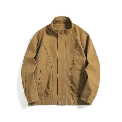 ジャケット メンズ アウター ジャンパー ブルゾン 工装ジャケット 上着 カジュアル ウェア コットントップス 紳士服 長袖 羽織り スポーティー アメカジ 大きいサイズ 無地 定番 防風 春秋物 ブラック カーキ