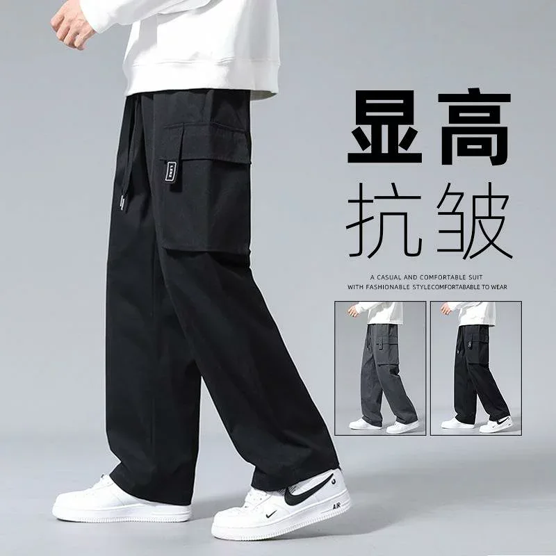 カーゴパンツ メンズ ストレート ルーズシルエット カジュアル ロングパンツ スウェット マウンテンパンツ 秋冬 普段使い アウトドア スポーツ 動きやすい ストリート ゆったり 軽量 ボトムス パンツ ワイドパンツ ワークパンツ イージーパンツ
