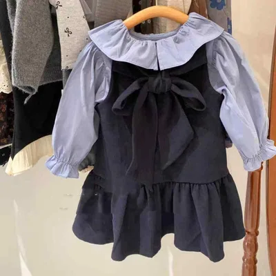 ワンピース ジャンパースカート キッズ 女の子 セットアップ 長袖 シャツ コーデュロイ 2点セット アンサンブル 子供服 子ども服 春 秋 冬 おしゃれ 通学 通園 お出かけ カジュアル