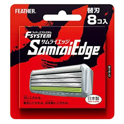 FEATHERフェザー エフシステム サムライエッジ 替刃 8個入 3枚刃 カミソリ T字 ひげそり メンズ 旧品 単品 1個 x 送料 無料