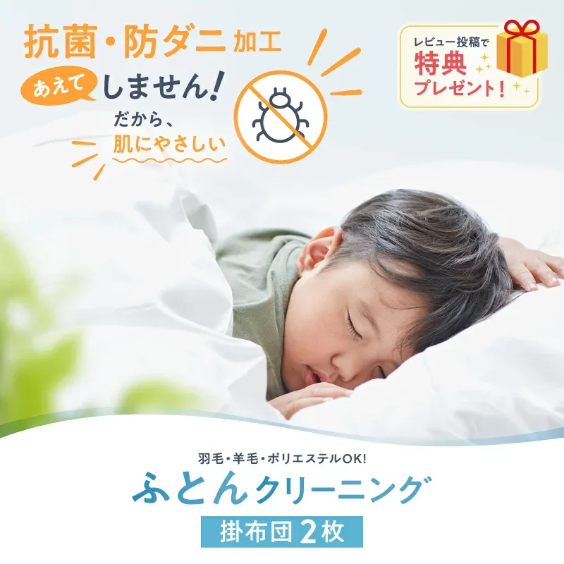 布団クリーニング 保管なし 2枚 掛布団 送料無料 宅配 羽毛布団 ふとんクリーニング 羽毛掛け布団 掛け布団 布団 丸洗い ふとん丸洗い 布団 洗濯 宅配クリーニング 寝具 ダニ 汗 汚れ シミ 丸ごと洗い ふとん 洗濯 布団洗い クリーニング 宅配 ラクリ LACURI