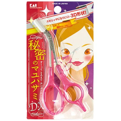 貝印 くし付眉はさみDX ピンク