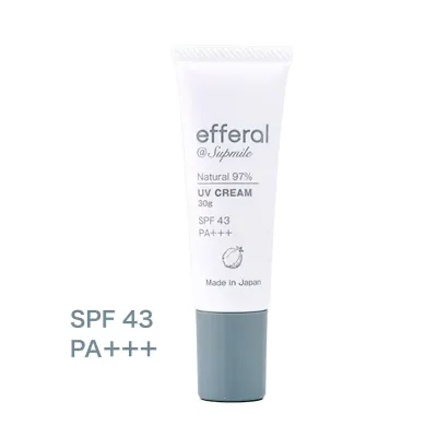 ノンケミカル 日焼け止め|ナチュラルUVケアクリーム 30g SPF43 PA+++ エフェラル エタノールフリー 敏感肌用 保湿 UVクリーム ヴィーガン 紫外線対策 顔用 低刺激 ナチュラルコスメ UV 保湿キープ