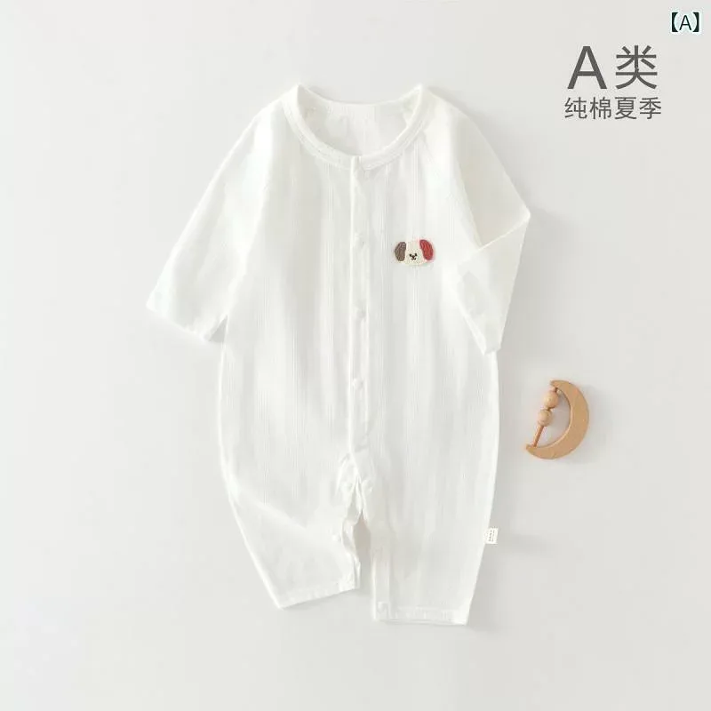 ベビー服 パジャマ ルームウェア ベビー ジャンプスーツ 夏 薄手 コットン 新生児 長袖 空調 服 夏用 パジャマ 男の子 女の子 夏服
