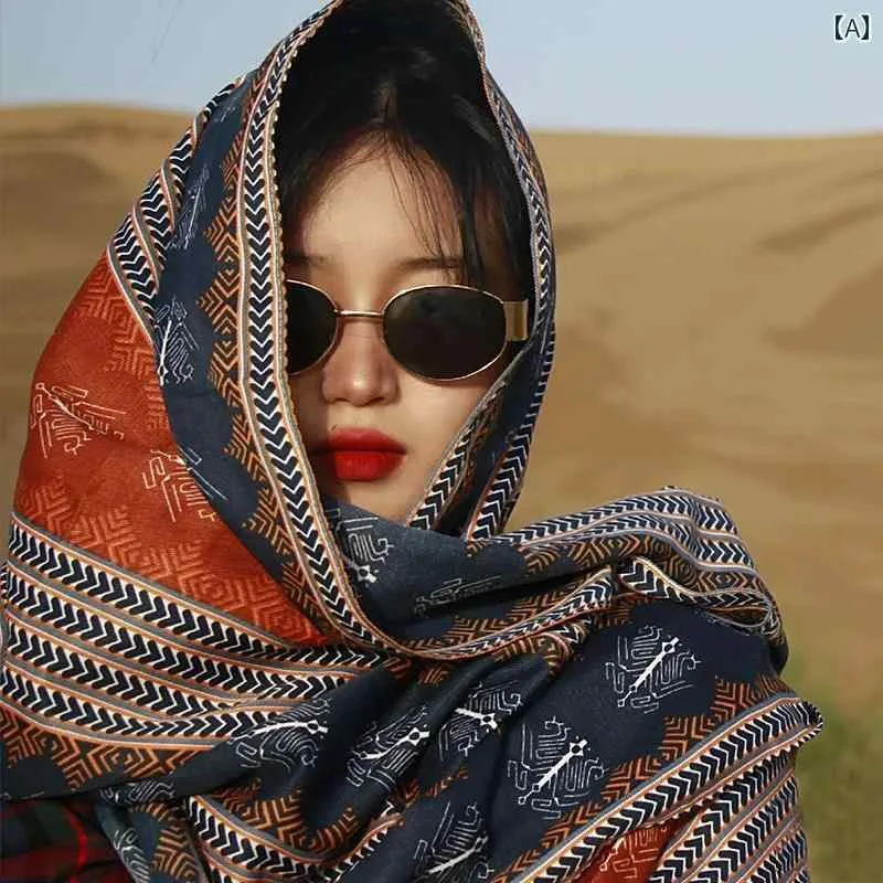 バンダナ おしゃれ ターバン 女性用 スカーフ 砂漠 旅行用 日焼け防止 エアコン 付き ルーム ショール 写真 撮影用の 薄手 スタイル エスニックの ヘッド コットンと リネンの シルクスカーフ