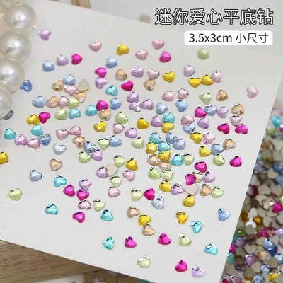 ネイルストーン ミニ ハート型 カラフル クリスタル 平底 輝く デコレーション パーツ ネイルアート アクセサリー 指先 装飾 貼り付け 簡単 キラキラ デザイン