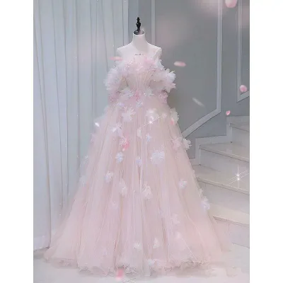 ウェディングドレス レディース ピンク 新婦用 結婚式 婚約式 卒業式 フォーマルドレス 高級感 軽量 伸縮性 イブニングドレス 祝賀会ドレス